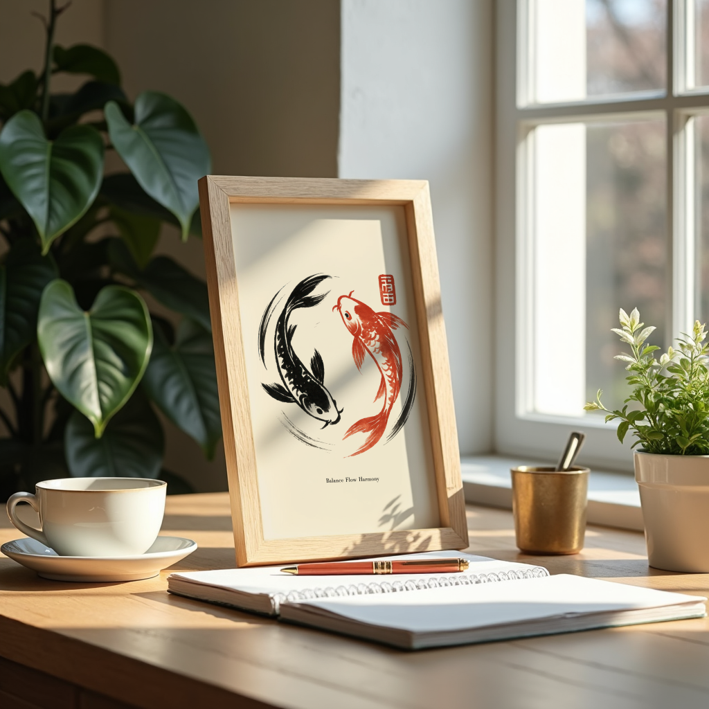 Yin Yang Koi Wall Art - Printable Digital Download
