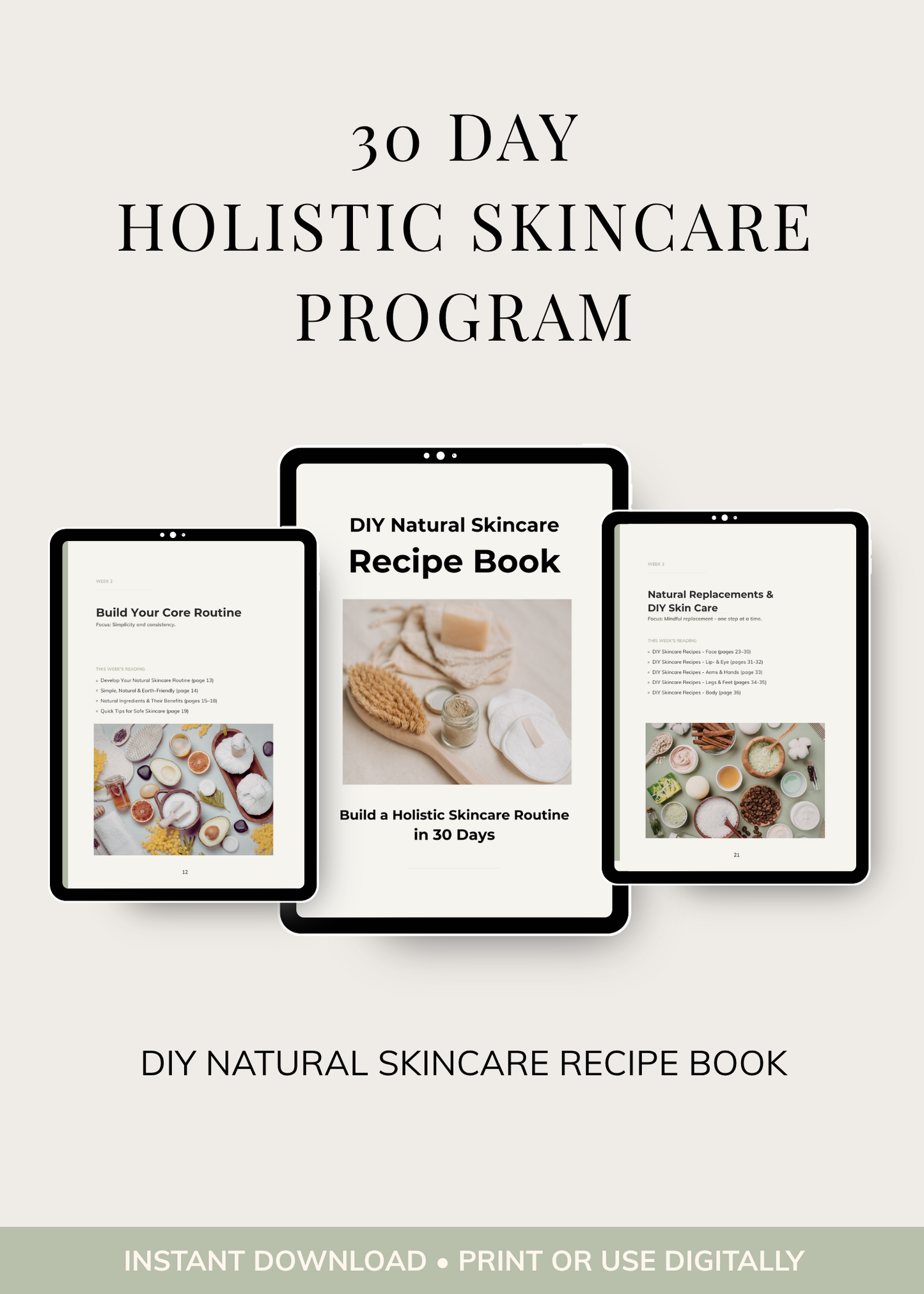 30-Day Holistic Skincare Program - Natural Skincare Guide with DIY Recipes (PDF)