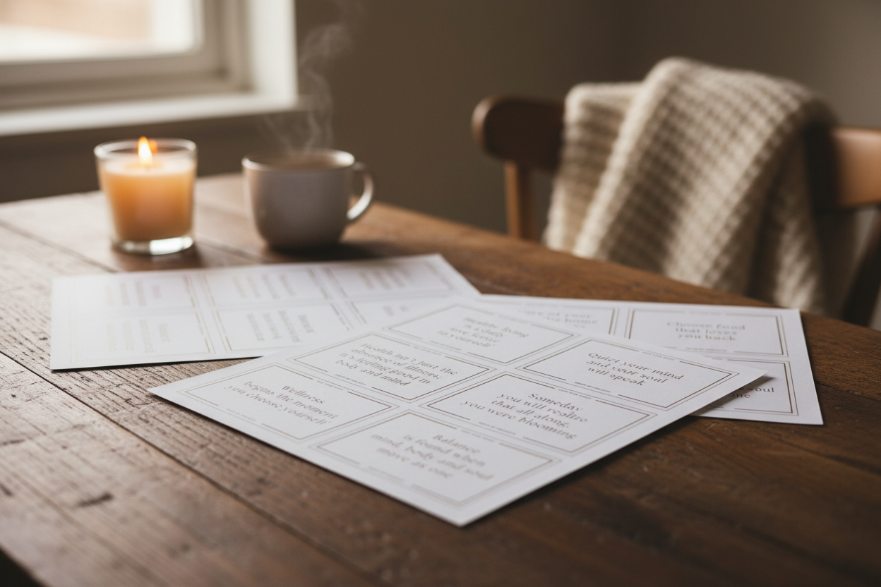 Quote Cards A4-ark på bord